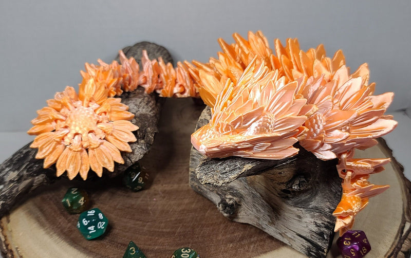 Sunflower Dragon | Articulated Pet Toy - Cinderwing3d - Prop - Cosplay - LARP - Costume Piece - Decorative Item
