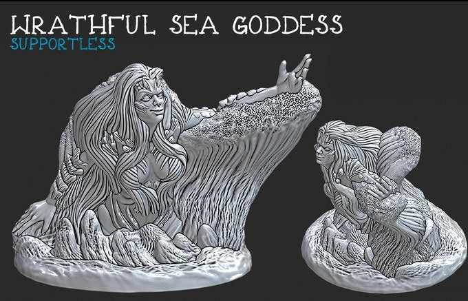 Wrathful Sea Goddess EC3D- Depths of Savage Atoll -DnD, 5E, Dungeons and Dragons, Pathfinder, Dark Fantasy, Frostgrave, Mordheim