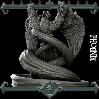 Phoenix RESIN | PLA (, 5E, Dungeons and Dragons, Pathfinder, , Frostgrave, Mordheim, Death Haven, Forgotten Realms) Pheonix