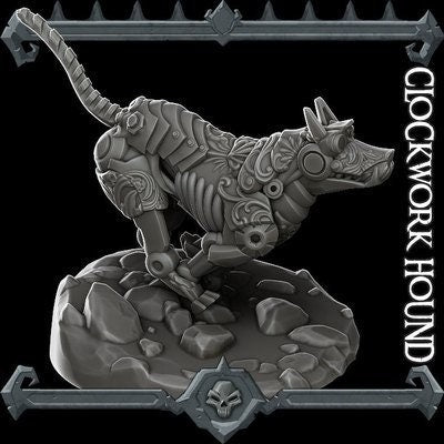 Clockwork Hound RESIN (, 5E, Dungeons and Dragons, Pathfinder, , Frostgrave, Mordheim, Death Haven, Forgotten Realms)