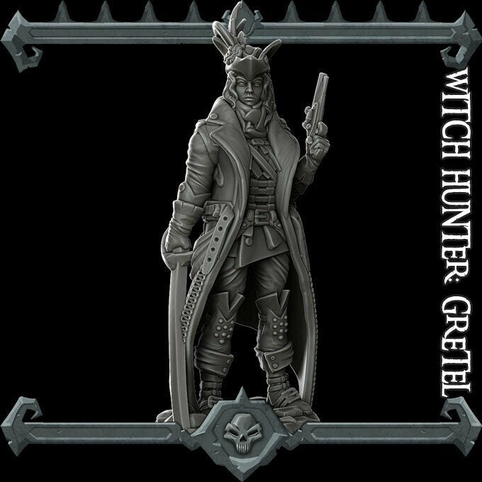 Witch Hunter Gretel/Bandit Gunman RESIN (, 5E, Dungeons and Dragons, Pathfinder, , Frostgrave, Mordheim, Death Haven)
