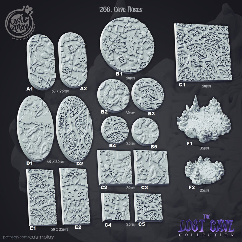 Cave Bases 25mm-50mm RESIN - Cast n Play -, Dungeons and Dragons, Pathfinder, , Frostgrave, Mordheim