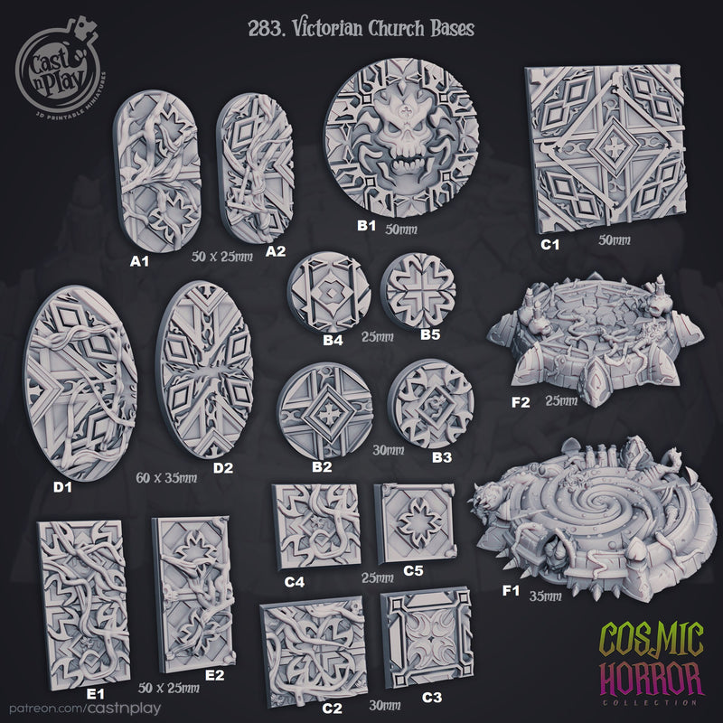 Victorian Church Bases 25mm-50mm RESIN - Cast n Play -, Dungeons and Dragons, Pathfinder, , Frostgrave, Mordheim