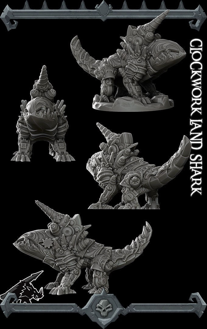 Clockwork Landshark RESIN -Wargaming Monster Rocket Pig Games D&D