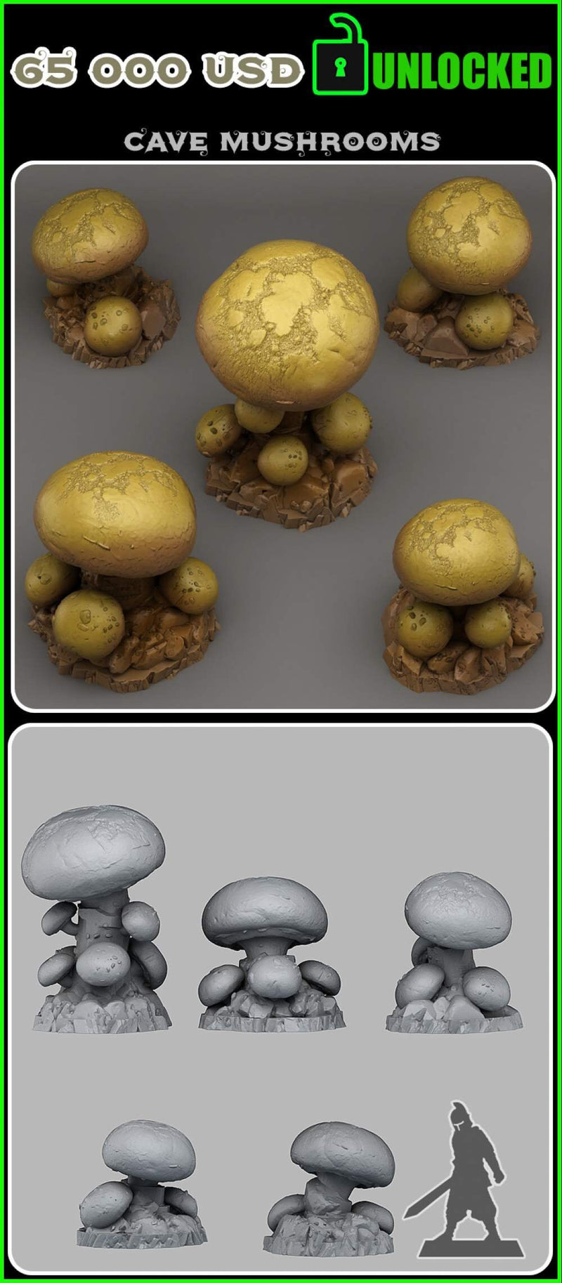 Mushrooms sets of 5 - Enchanted, Dangerous, Fairy, Candy, Cave or Giant - Plant Scatter | Print Your Monsters - Fantastic Plants and Rocks