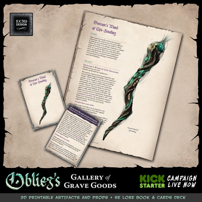 Outcasts Wand of Life Stealing - Oblieg's Gallery of Grave Goods - Prop - Cosplay - Roleplaying - LARP - Costume Accessory - EC3D