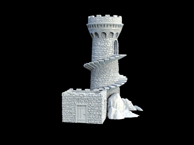 Lookout Tower and Watch House - Tabletop Terrain - Pathfinder, Frostgrave, Mordheim, Forgotten Realms