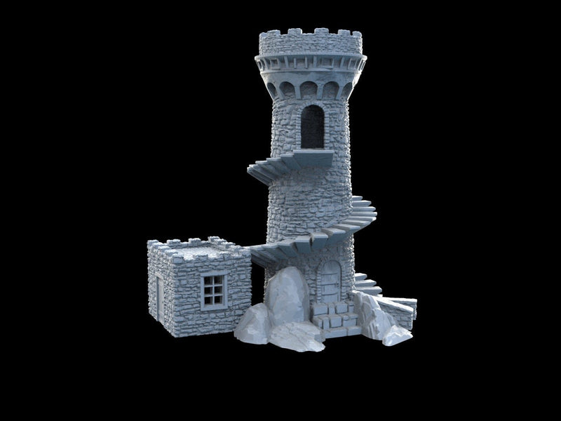 Lookout Tower and Watch House - Tabletop Terrain - Pathfinder, Frostgrave, Mordheim, Forgotten Realms