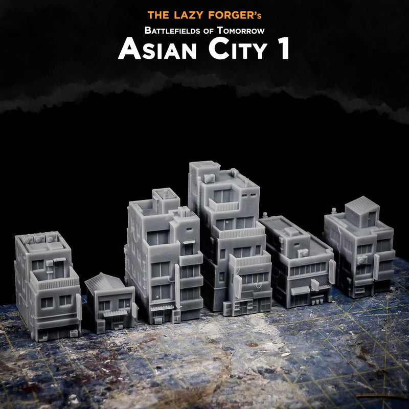 Asian City 1 - Set of 6 - Battlefields of Tomorrow - 6mm - 10mm - The Lazy Forger