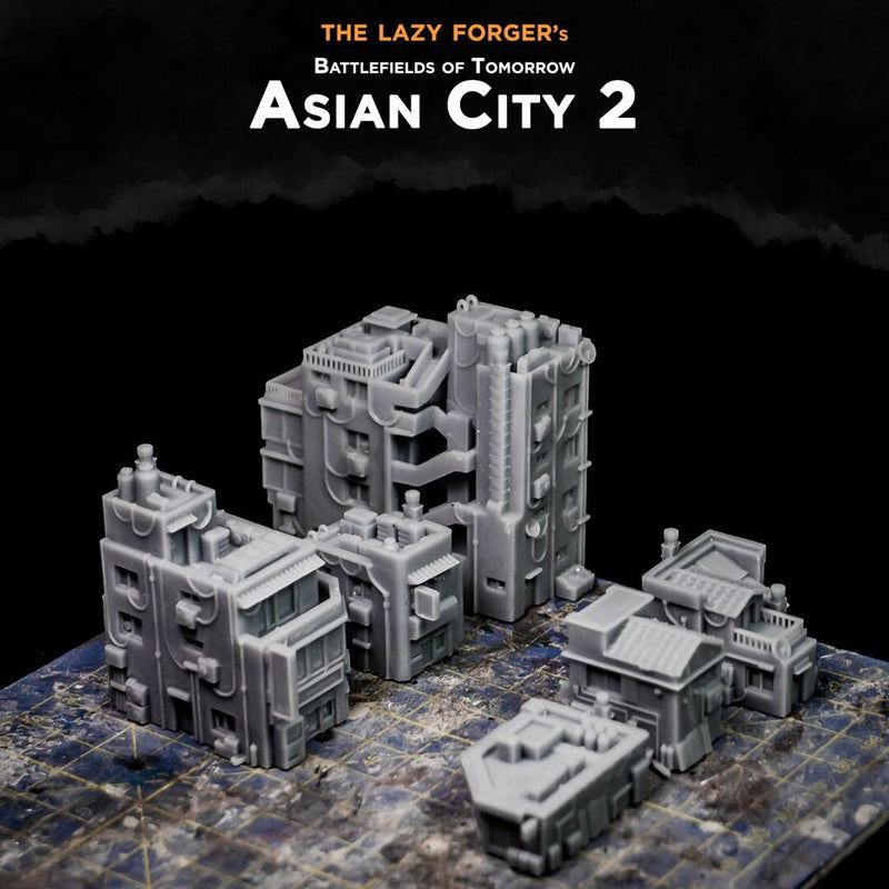 Asian City 2 - Set of 6 - Battlefields of Tomorrow - 6mm - 10mm - The Lazy Forger