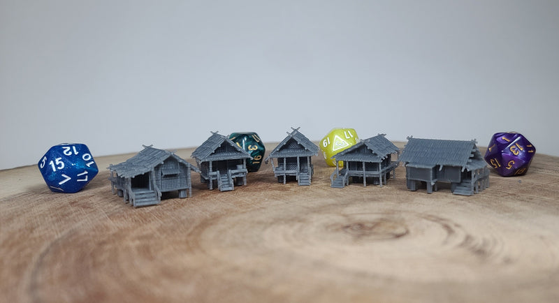 Tropical Huts - Set of 5 pieces - Battlefields of the Past - 6mm - 10mm - The Lazy Forger - Epic - Vietnam