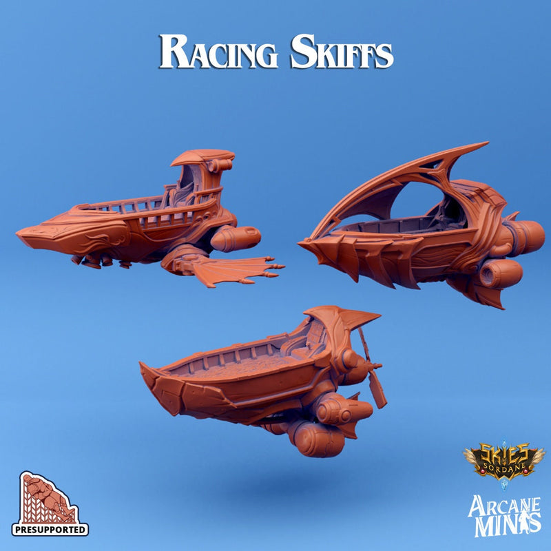 Racing Skiffs - PLAYABLE SIZE - 3 options | Arcane Minis - Skies of Sordane - Airship Campaign - Aldarra - Dungeons and Dragon, Frigate