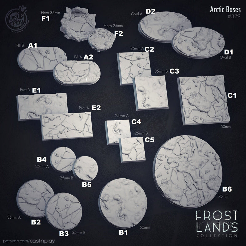 Frost Lands Bases 25mm-75mm RESIN - Cast n Play -, Dungeons and Dragons, Pathfinder, , Frostgrave, Mordheim