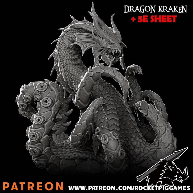 Dragon Kraken - Resin | Pla Wargaming Monster Rocket Pig Games D&D