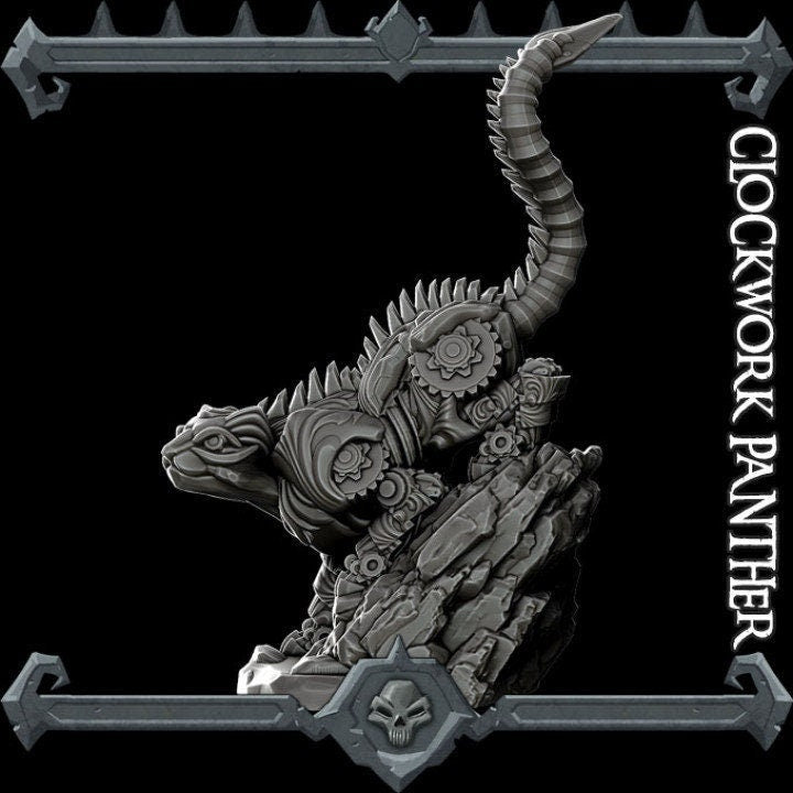 Clockwork Panther RESIN (, 5E, Dungeons and Dragons, Pathfinder, , Frostgrave, Mordheim, Death Haven, Forgotten Realms)