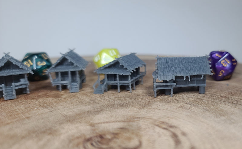Tropical Huts - Set of 5 pieces - Battlefields of the Past - 6mm - 10mm - The Lazy Forger - Epic - Vietnam