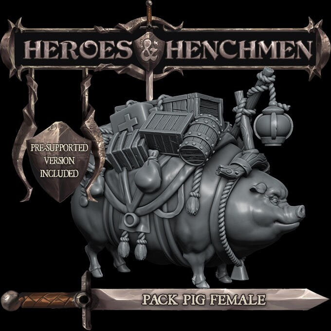 Pack Pig - 2 versions - Heros and Henchmen - RESIN - Rocket Pig Games D&D