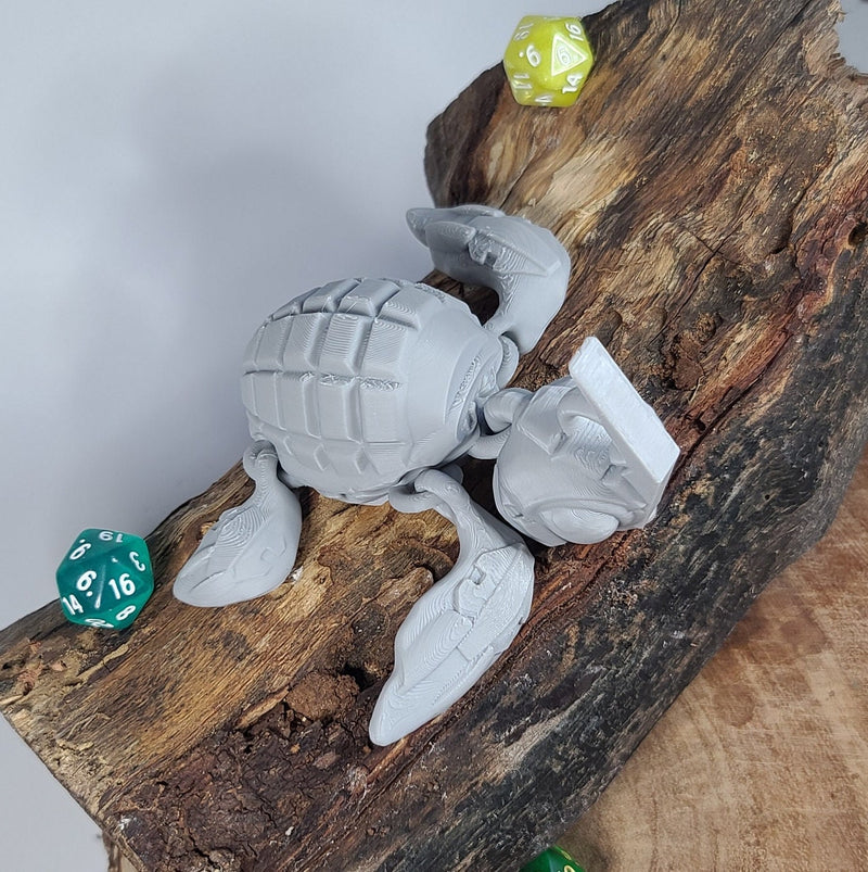 GRENURTLE - Grenade Turtle - Articulated Pet Toy - Cinderwing3d - Prop - Cosplay - Roleplaying - LARP - Costume Pieces - Decorative Items