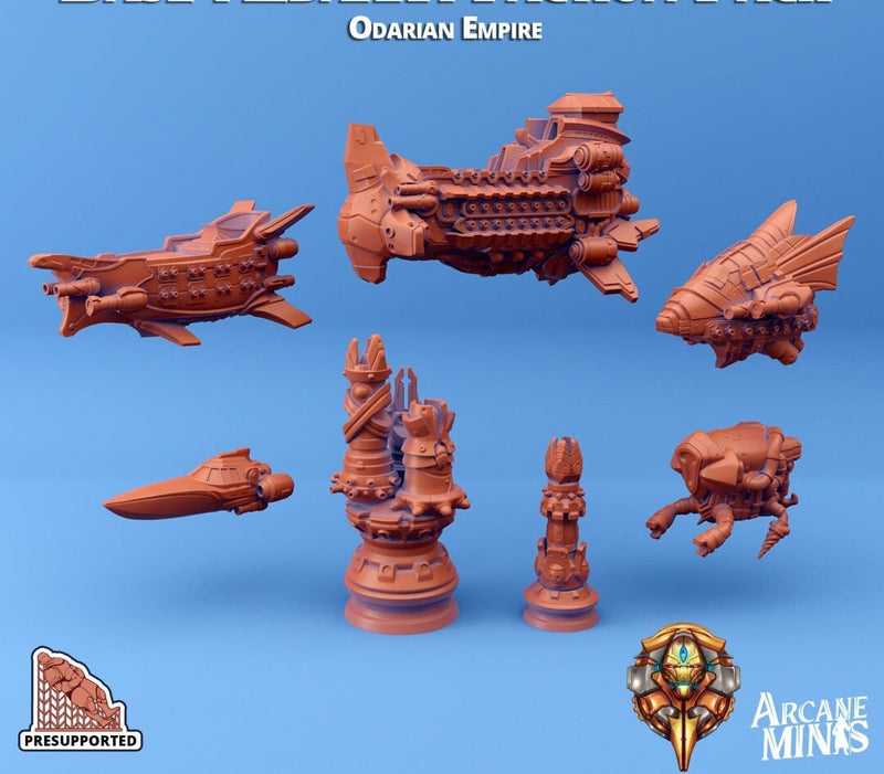 Odarian Empire Ship Set or Singles - Fleet Scale | Arcane Minis - Skies of Sordane - Airship - Aldarra - D & D, Frigate, Spelljammer