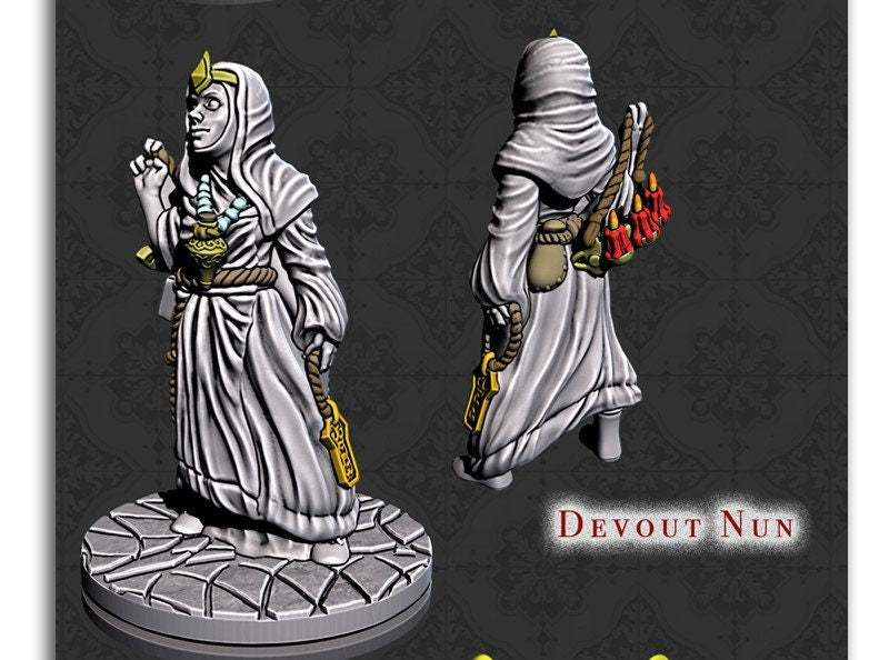 Devout Nun RESIN | Holy Order Of Ash- Dungeons and Dragons, Pathfinder, Frostgrave, Mordheim