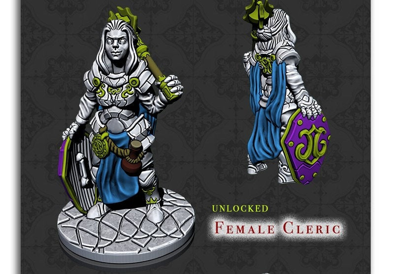 Female Cleric RESIN | Holy Order Of Ash- Dungeons and Dragons, Pathfinder, Frostgrave, Mordheim