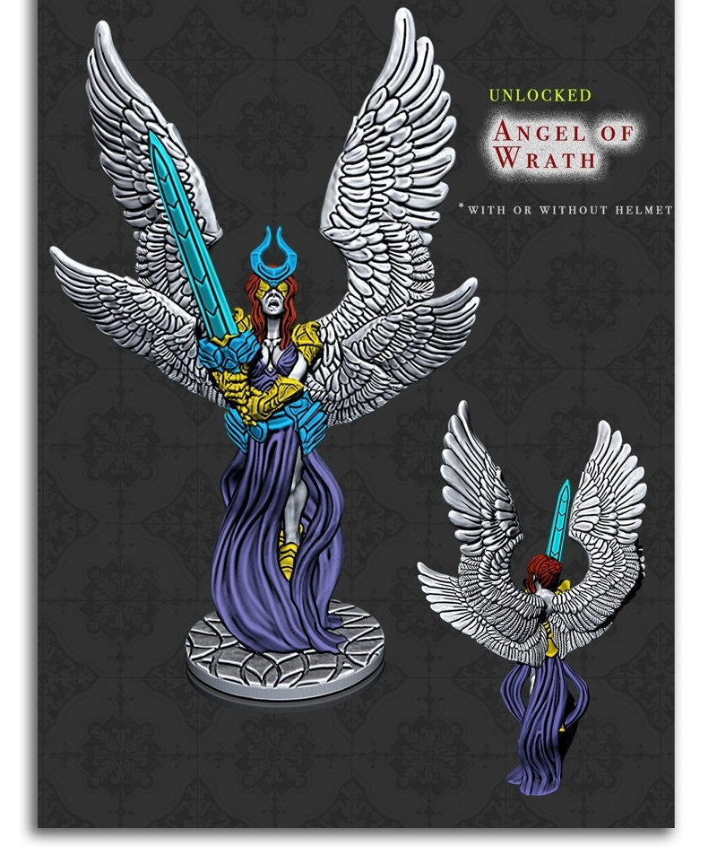 Wrathful Angel - RESIN | Holy Order Of Ash- Dungeons and Dragons, Pathfinder, Frostgrave, Mordheim