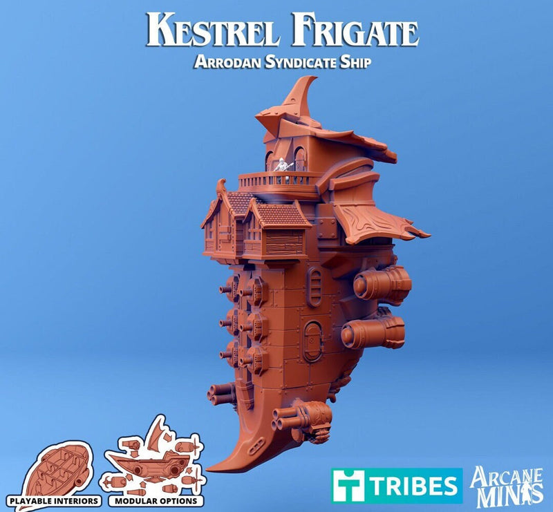 Kestrel Frigate - PLAYABLE SIZE | Arcane Minis - Skies of Sordane - Airship Campaign - Aldarra - Spelljammer