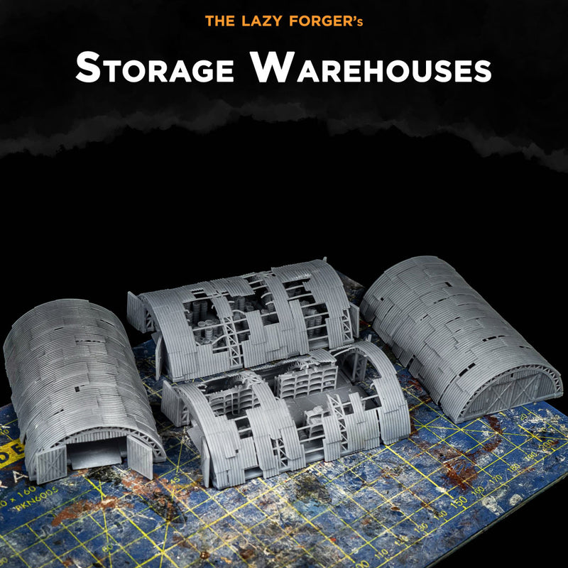Storage Warehouses - Set of 4 - Battlefields of Tomorrow - 6mm - 10mm - The Lazy Forger