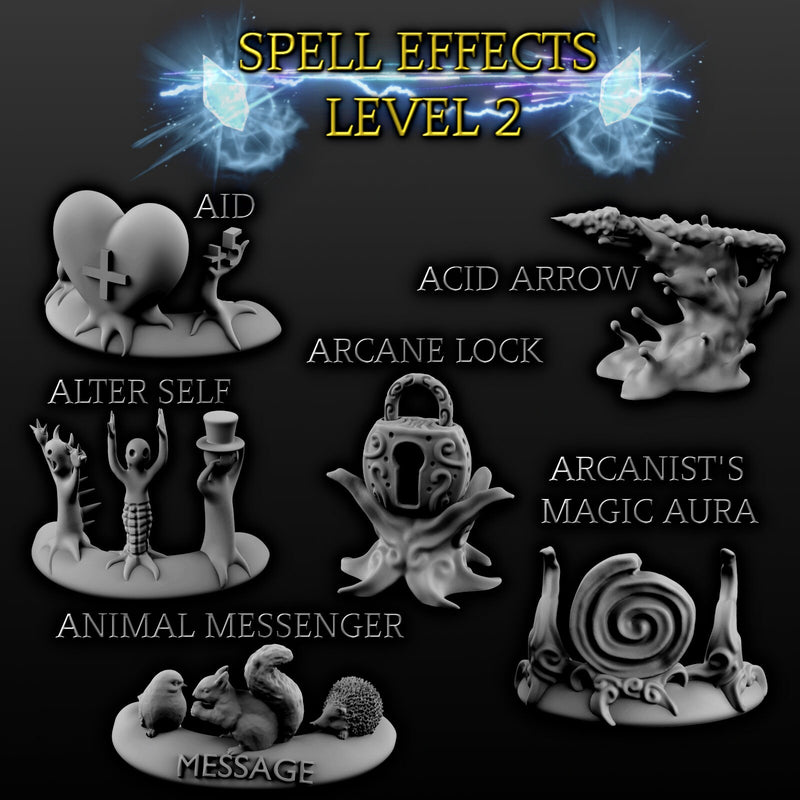 Level 2 Spells - 6pc sets - spell markers - Initiative tokens | Dungeons and Dragons