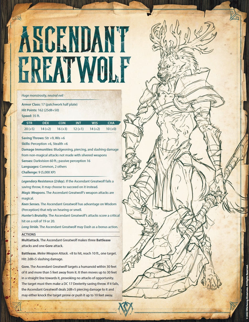 Ascendant Great Wolf - Bust Option - Witchsong Miniatures