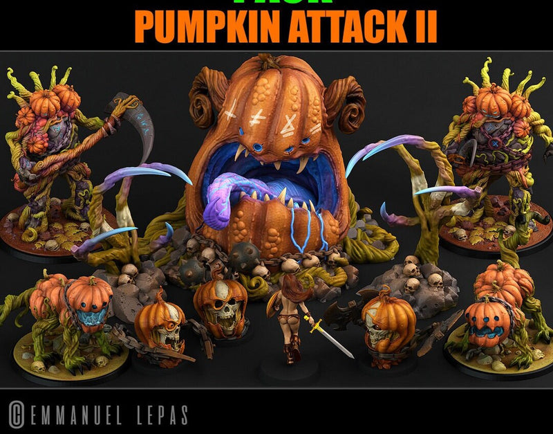 Three Skull Pumpkins | Pumpkins Attack II
