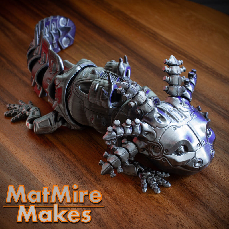 Robotic Axolotl - Articulated Pet Toy - MatMireMakes- Prop - Cosplay - Roleplaying - LARP - Costume Pieces - Decorative Items