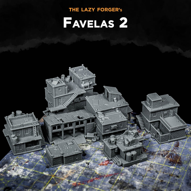 Favelas 2 - set of 7 - Battlefields of Tomorrow - 6mm - 10mm - The Lazy Forger - Full Spectrum Dominance