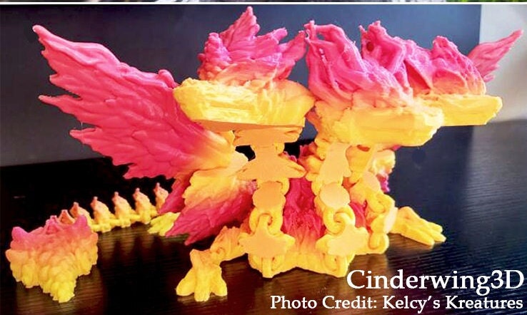 Tri Forest Dragon | Articulated Pet Toy - Cinderwing3d - Prop - Cosplay - LARP - Costume Piece - Decorative