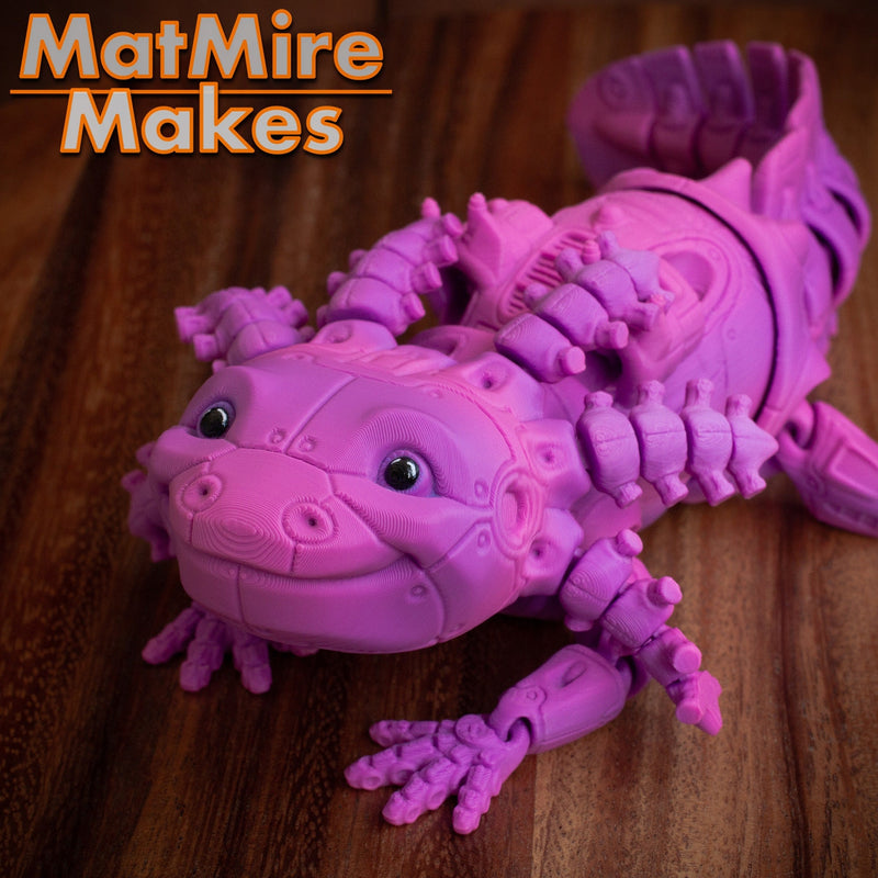 Robotic Axolotl - Articulated Pet Toy - MatMireMakes- Prop - Cosplay - Roleplaying - LARP - Costume Pieces - Decorative Items