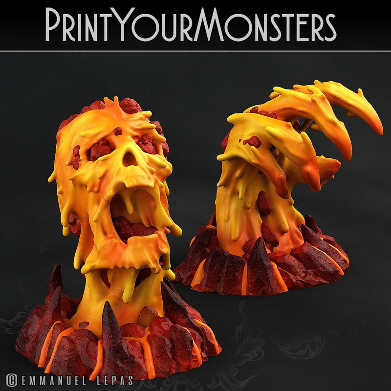 Infernal Magma Skull & Hand set | Print Your Monsters | 28/32mm Terrain | Tabletop Gaming