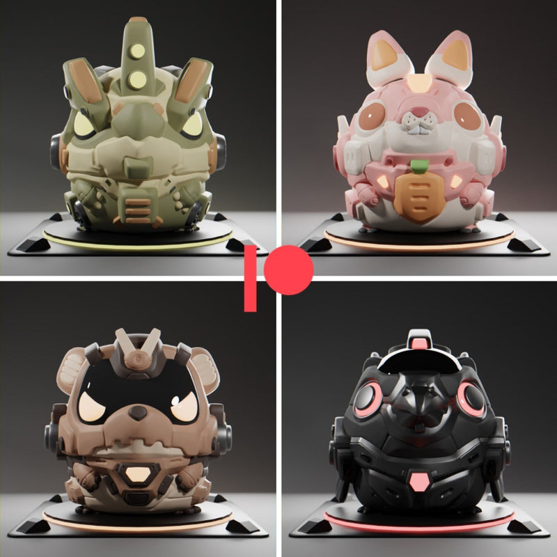 Mech Animals | Bear, Rabbit, Lizard and Chicken| Grumpii | Chonki Boi Mini | Art Toy | Chibi